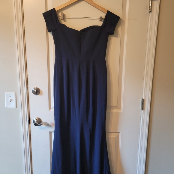 DRESS THE POPULATION Sz L Logan Dress Off the Shoulder Evening Gown Party Blue - Picture 2 of 6
